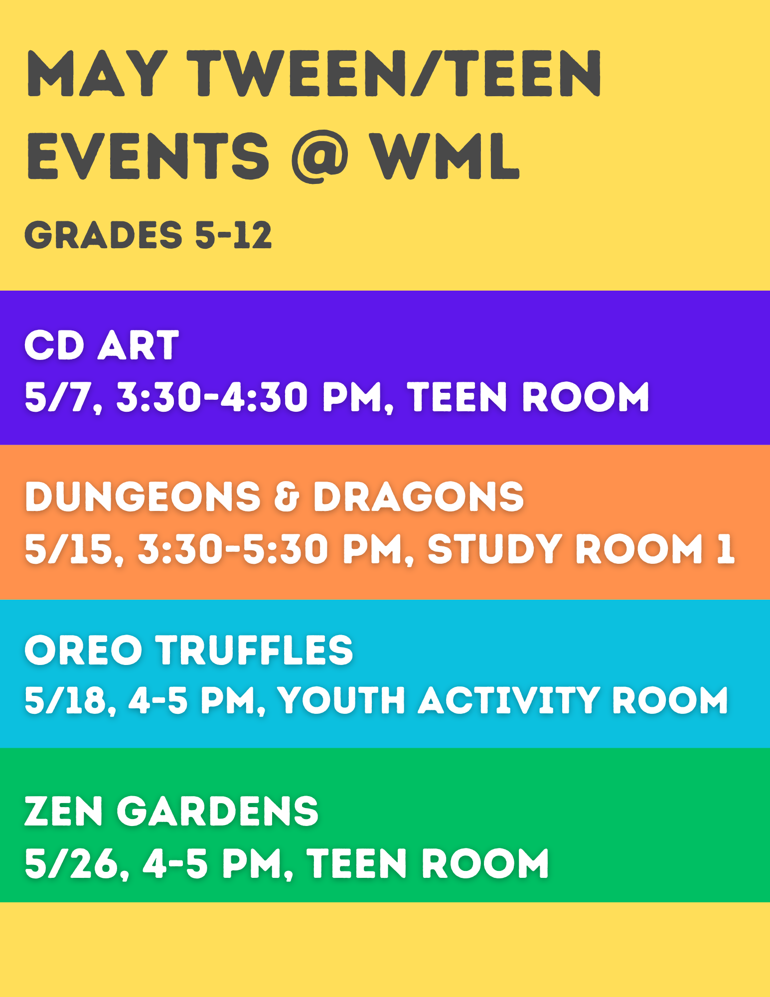 May Teen Events